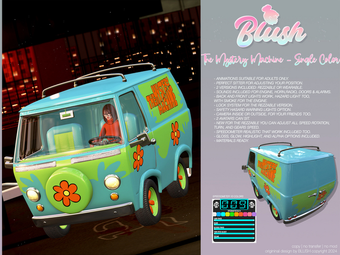 Second Life Marketplace - BLUSH - The Mystery Machine - Single Color